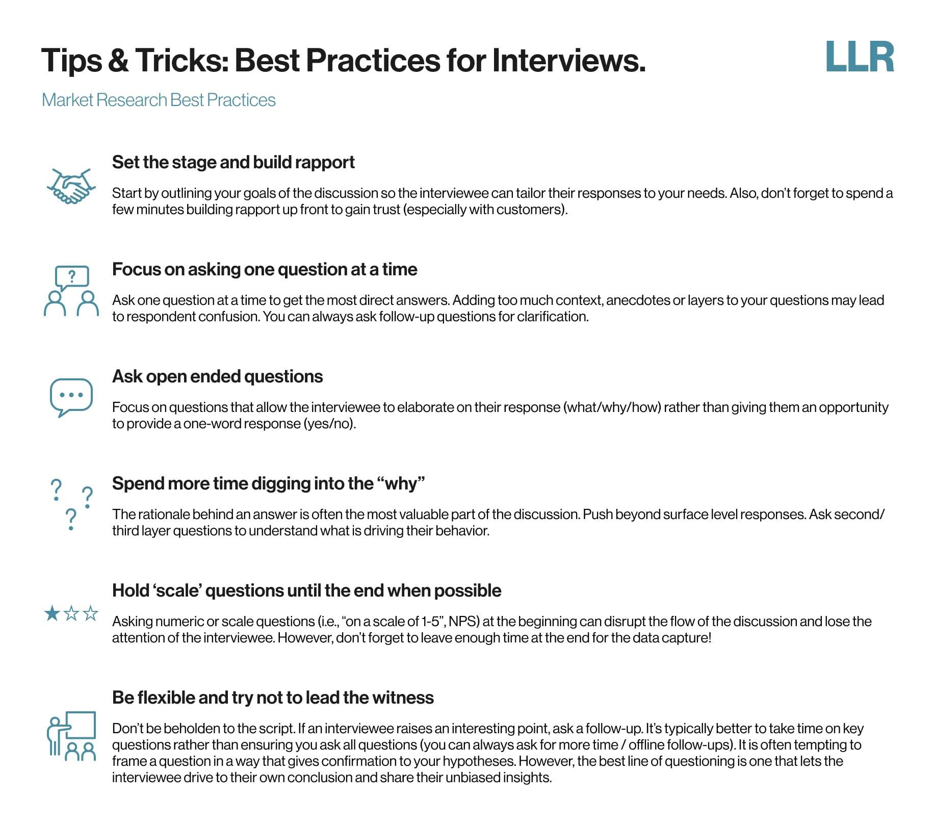example best practices for market research interviews